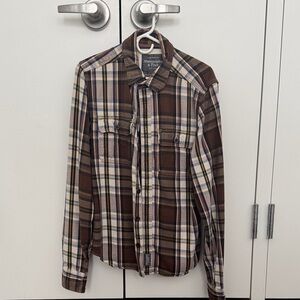 VINTAGE 2008 Abercrombie & Fitch Brown Plaid Men's Shirt
